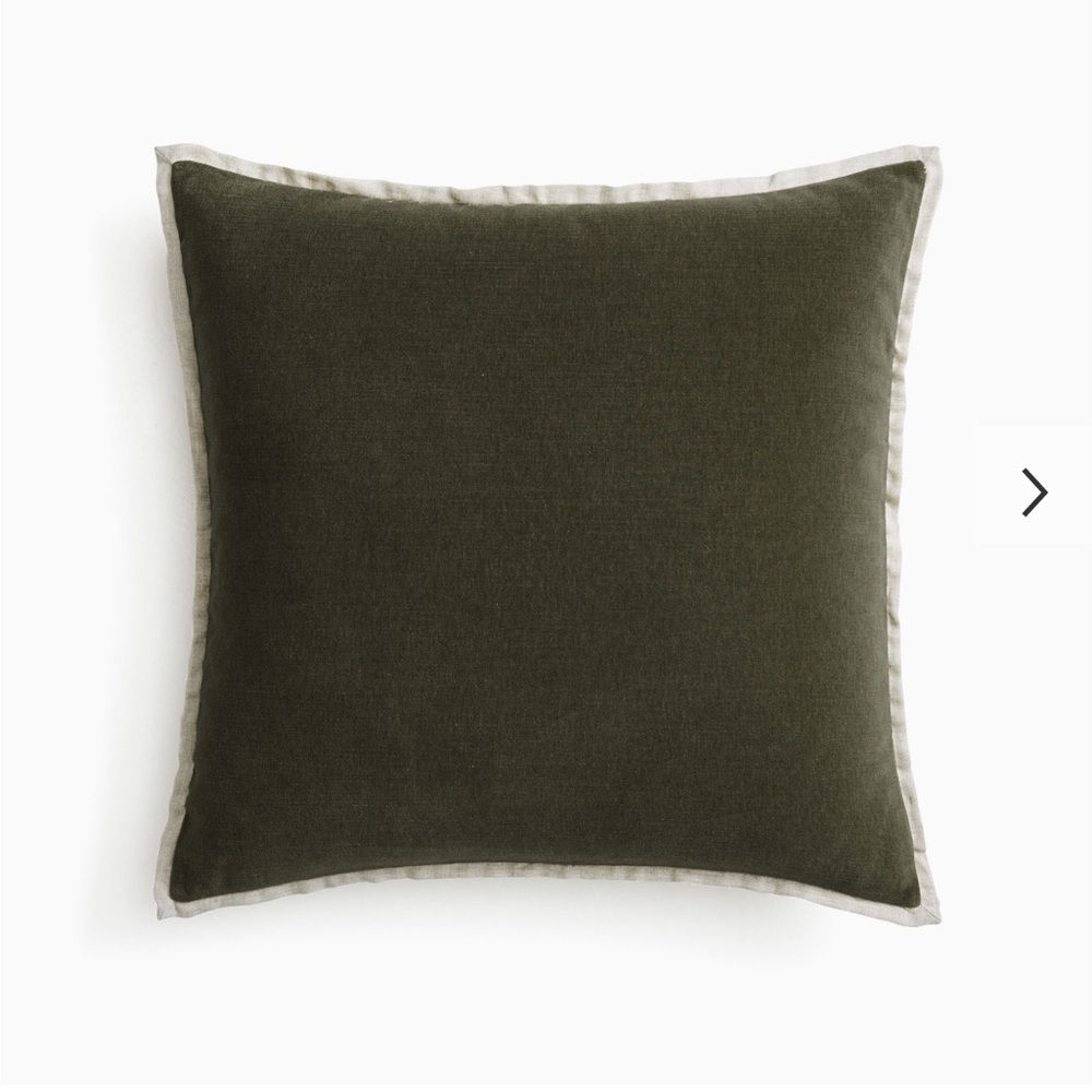 NWT West Elm Classic Cotton Velvet Pillow Cover - Dark Olive